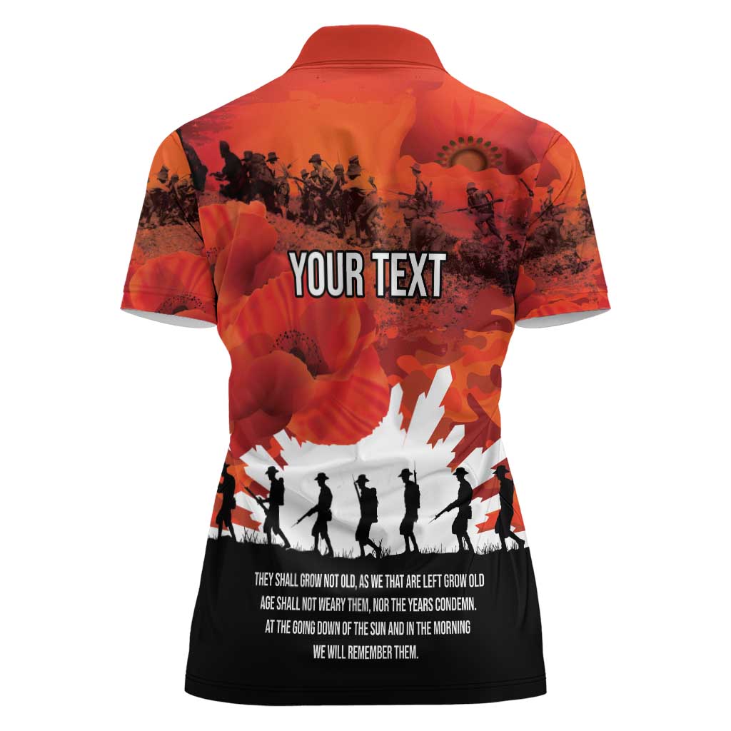 Anzac Day Gallipoli Personalised Women Polo Shirt Red Poppy Flowers
