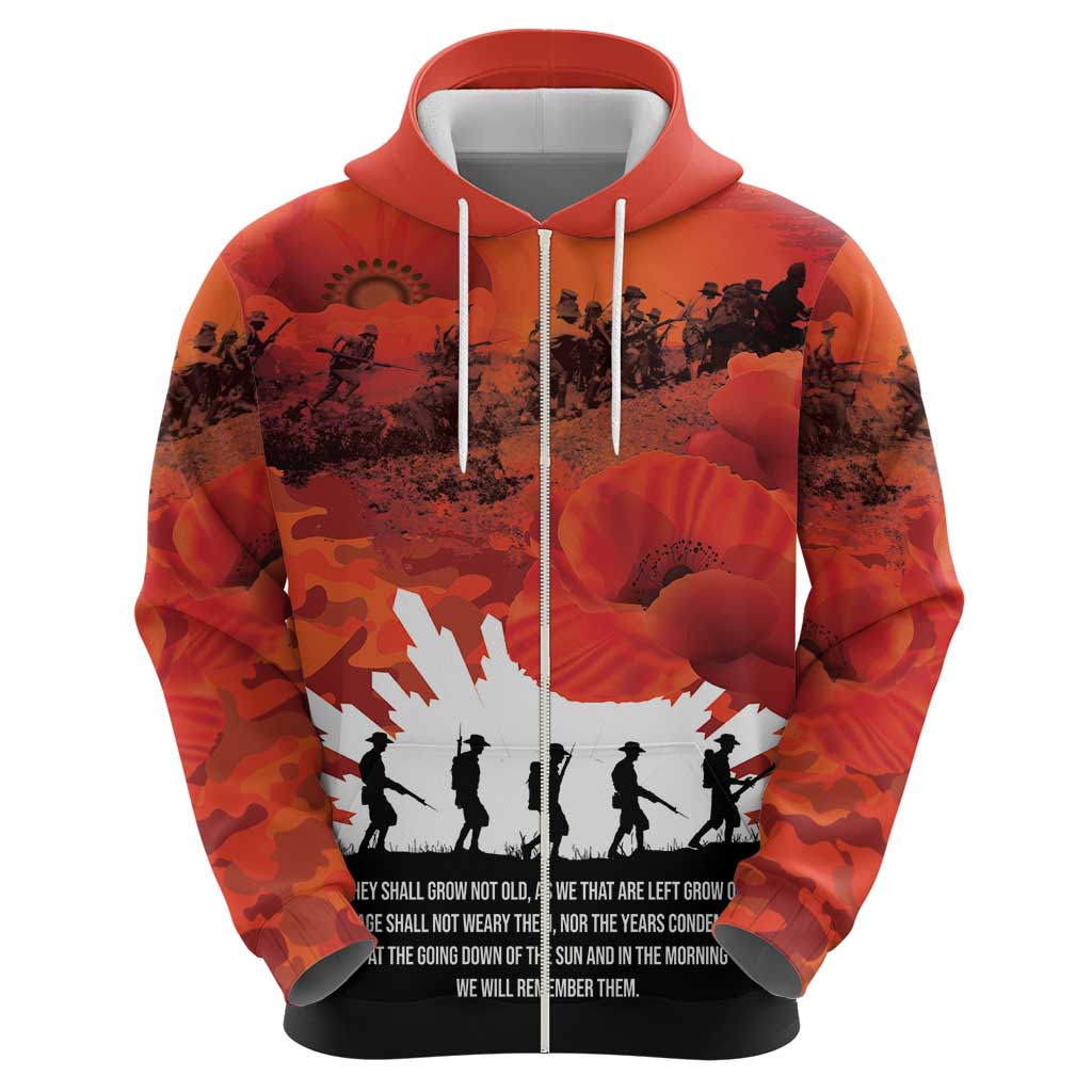 Anzac Day Gallipoli Personalised Zip Hoodie Red Poppy Flowers