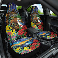 Kiwi-Kookaburra Bird ANZAC Personalised Car Seat Cover Aussie Golden Wattle Poppy Flowers