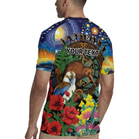 Kiwi-Kookaburra Bird ANZAC Personalised Rugby Jersey Aussie Golden Wattle Poppy Flowers LT9 - Polynesian Pride