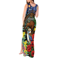 Kiwi-Kookaburra Bird ANZAC Personalised Tank Maxi Dress Aussie Golden Wattle Poppy Flowers