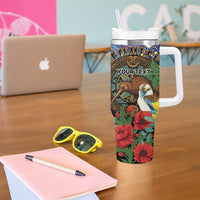Kiwi-Kookaburra Bird ANZAC Personalised Tumbler With Handle Aussie Golden Wattle Poppy Folowers LT9 - Polynesian Pride