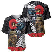 Kiwi-Tui Bird Soldier ANZAC Day Personalised Baseball Jersey Maori Silver Fern Motif