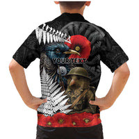 Kiwi-Tui Bird Soldier ANZAC Day Personalised Family Matching Mermaid Dress and Hawaiian Shirt Maori Silver Fern Motif