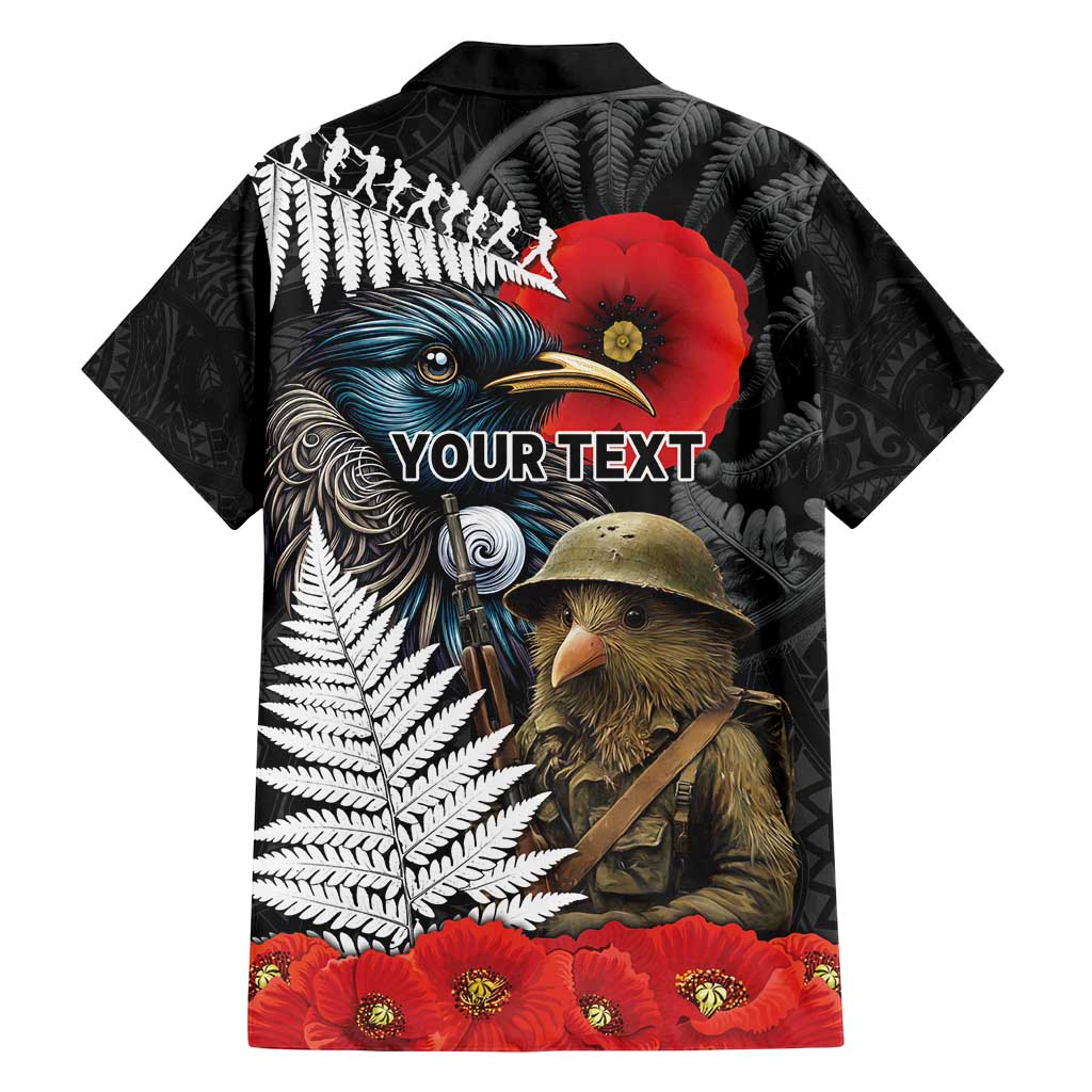 Kiwi-Tui Bird Soldier ANZAC Day Personalised Family Matching Puletasi and Hawaiian Shirt Maori Silver Fern Motif