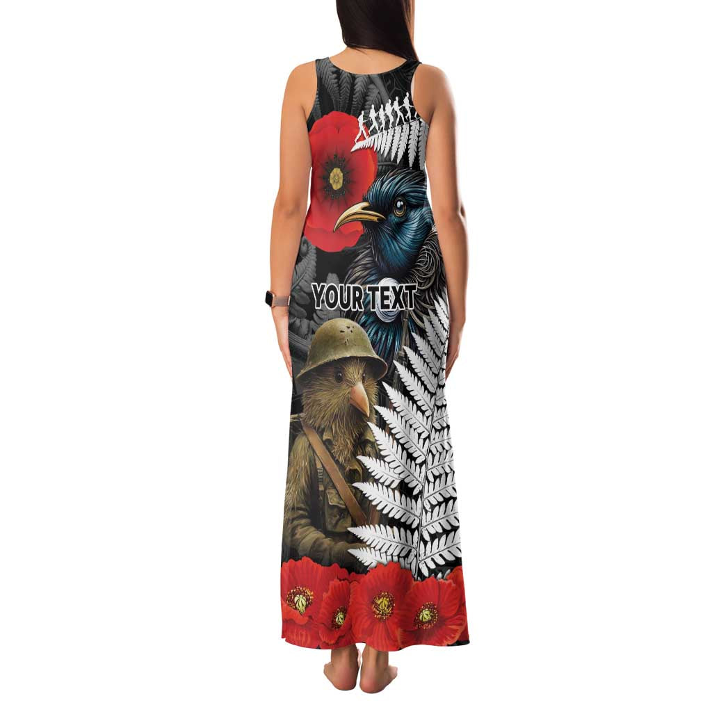 Kiwi-Tui Bird Soldier ANZAC Day Personalised Family Matching Tank Maxi Dress and Hawaiian Shirt Maori Silver Fern Motif