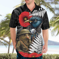 Kiwi-Tui Bird Soldier ANZAC Day Personalised Hawaiian Shirt Maori Silver Fern Motif