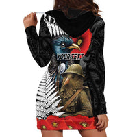 Kiwi-Tui Bird Soldier ANZAC Day Personalised Hoodie Dress Maori Silver Fern Motif