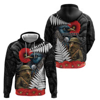 Kiwi-Tui Bird Soldier ANZAC Day Personalised Zip Hoodie Maori Silver Fern Motif LT9 - Polynesian Pride