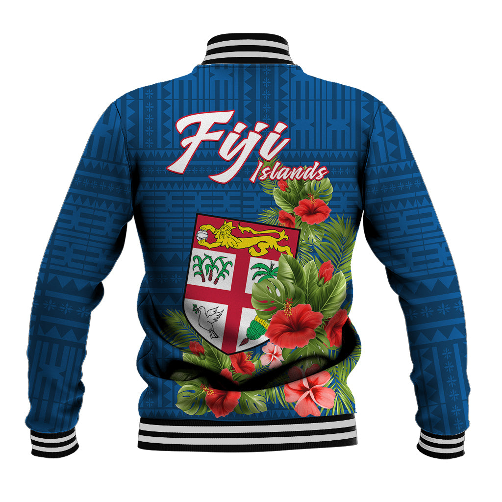 Polynesian Pride Fiji Baseball Jacket Tropical Flowers and Tapa Pattern LT9 - Polynesian Pride