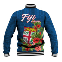 Polynesian Pride Fiji Baseball Jacket Tropical Flowers and Tapa Pattern LT9 - Polynesian Pride
