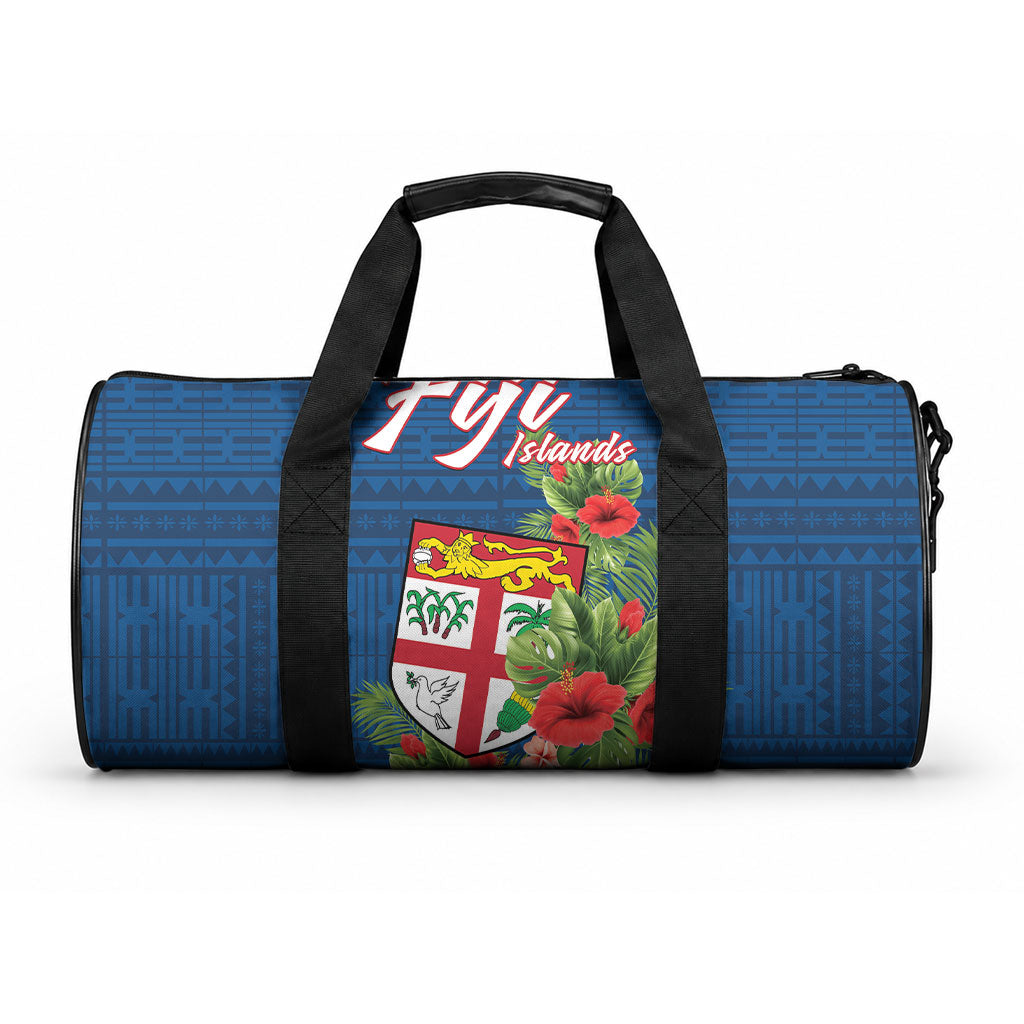 Polynesian Pride Fiji Duffle Bag Tropical Flowers and Tapa Pattern