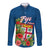 Polynesian Pride Fiji Long Sleeve Button Shirt Tropical Flowers and Tapa Pattern LT9 Unisex Blue - Polynesian Pride