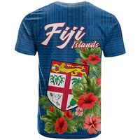 Polynesian Pride Fiji T Shirt Tropical Flowers and Tapa Pattern LT9 - Polynesian Pride