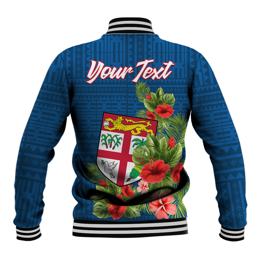 Personalised Fiji Baseball Jacket Tropical Flowers and Tapa Pattern LT9 - Polynesian Pride