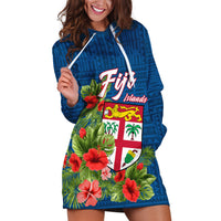 Personalised Fiji Hoodie Dress Tropical Flowers and Tapa Pattern LT9 - Polynesian Pride
