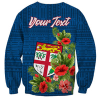 Personalised Fiji Sweatshirt Tropical Flowers and Tapa Pattern LT9 - Polynesian Pride