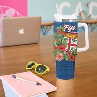 Personalised Fiji Island Tropical Flowers and Tapa Pattern Tumbler With Handle