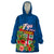 Personalised Fiji Wearable Blanket Hoodie Tropical Flowers and Tapa Pattern LT9 One Size Blue - Polynesian Pride