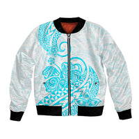 Polynesian Bomber Jacket Tribal Tattoo Aqua Screen Color LT9 Unisex Aqua - Polynesian Pride