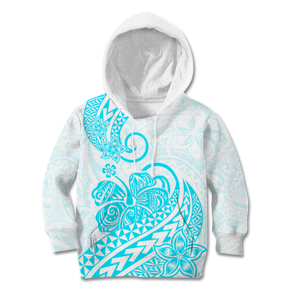 Polynesian Kid Hoodie Tribal Tattoo Aqua Screen Color LT9 Hoodie Aqua - Polynesian Pride