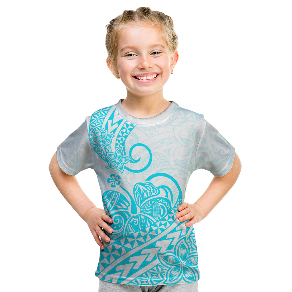Polynesian Kid T Shirt Tribal Tattoo Aqua Screen Color LT9 Aqua - Polynesian Pride