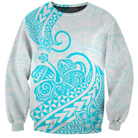 Polynesian Sweatshirt Tribal Tattoo Aqua Screen Color LT9 Unisex Aqua - Polynesian Pride