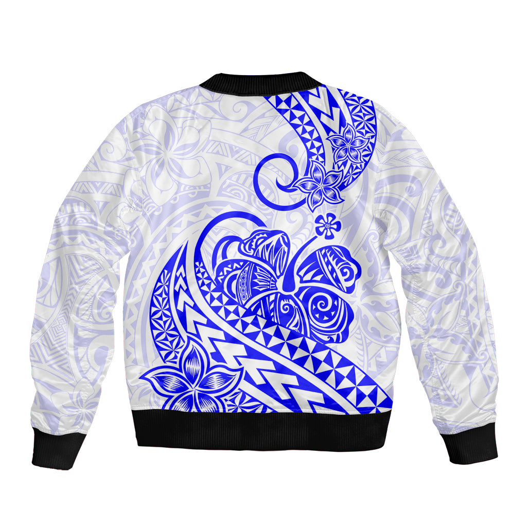Polynesian Sleeve Zip Bomber Jacket Tribal Tattoo Blue Screen Color LT9 - Polynesian Pride