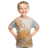 Polynesian Kid T Shirt Tribal Tattoo Gold Screen Color LT9 Gold - Polynesian Pride