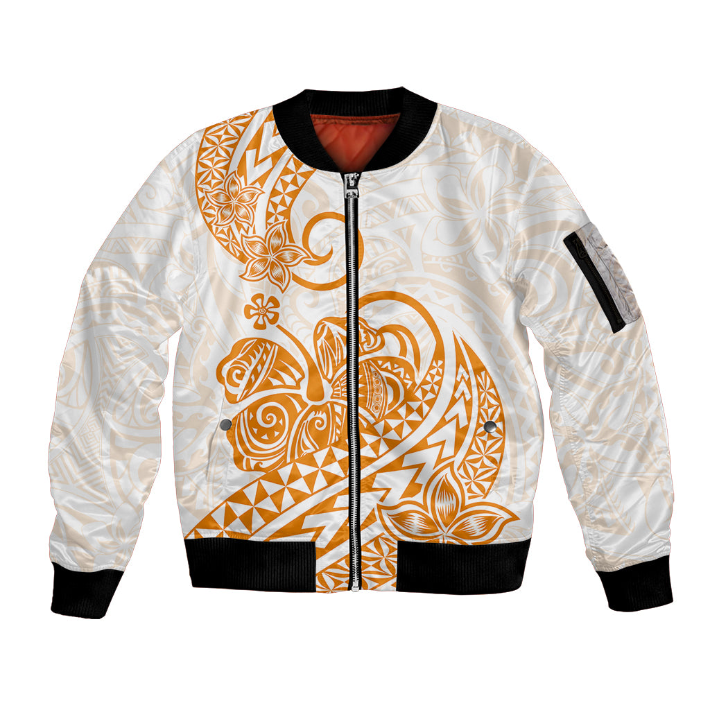 Polynesian Sleeve Zip Bomber Jacket Tribal Tattoo Gold Screen Color LT9 Unisex Gold - Polynesian Pride