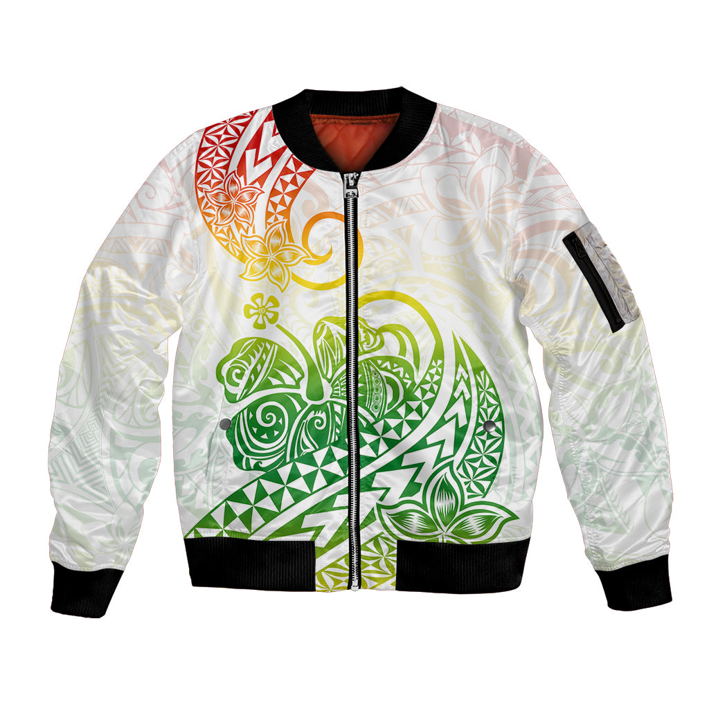 Polynesian Sleeve Zip Bomber Jacket Tribal Tattoo Gradient 02 Screen Color LT9 Unisex Gradient - Polynesian Pride