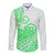 Polynesian Long Sleeve Button Shirt Tribal Tattoo Green Screen Color LT9 Unisex Green - Polynesian Pride