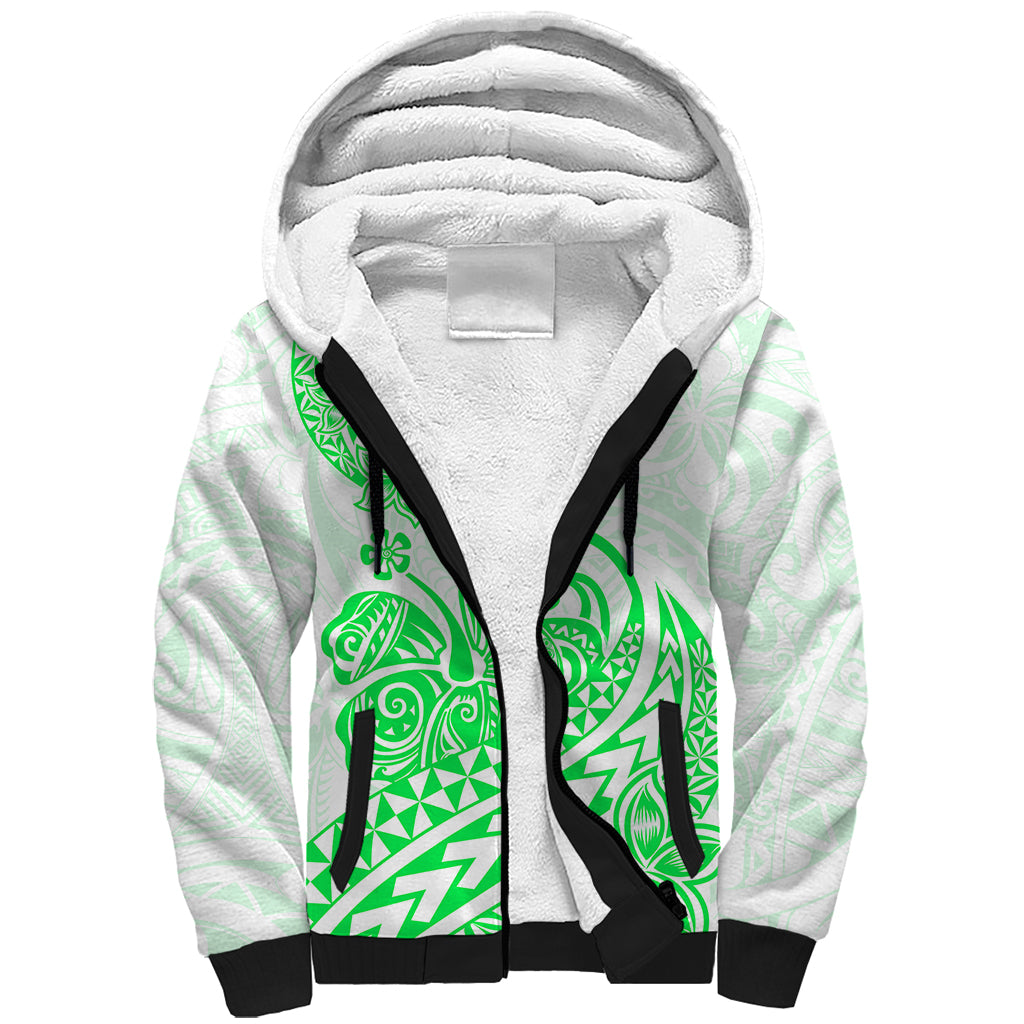 Polynesian Sherpa Hoodie Tribal Tattoo Green Screen Color LT9 Unisex Green - Polynesian Pride