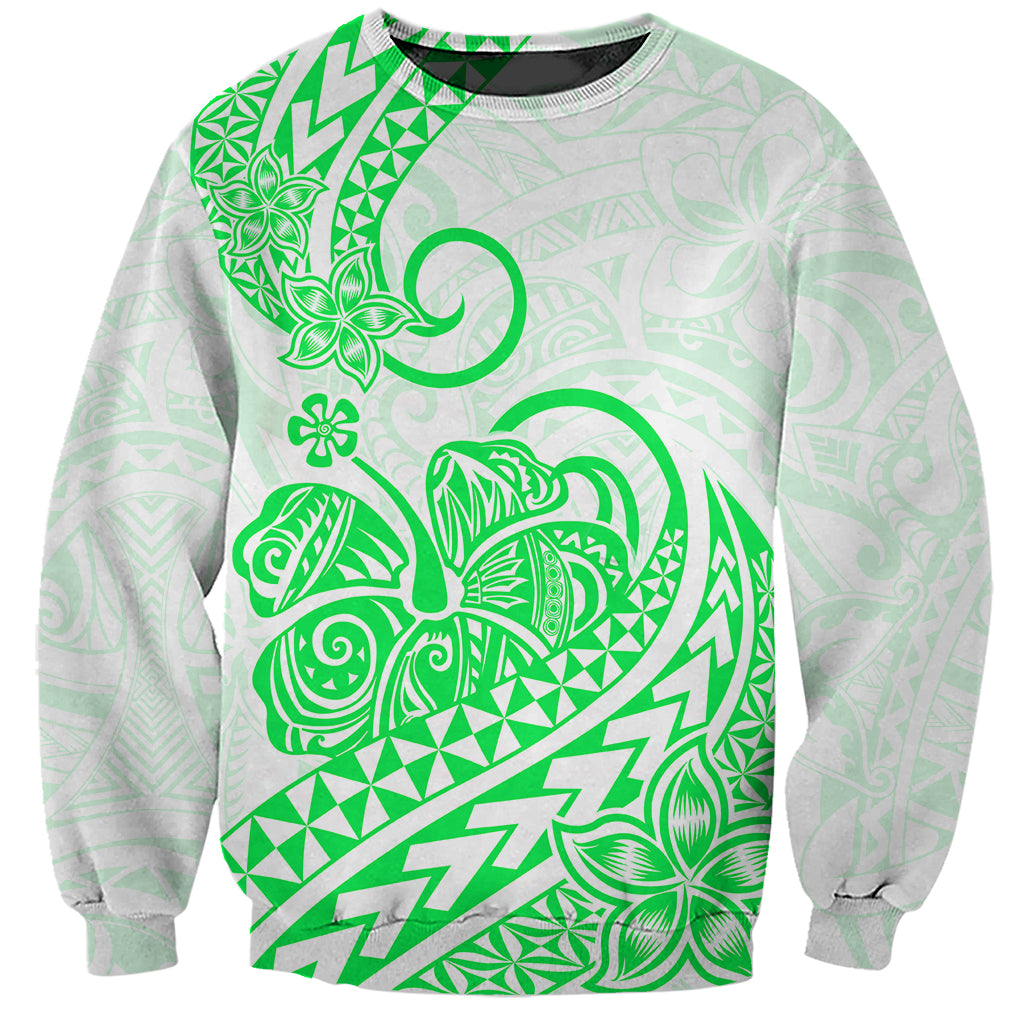Polynesian Sweatshirt Tribal Tattoo Green Screen Color LT9 Unisex Green - Polynesian Pride
