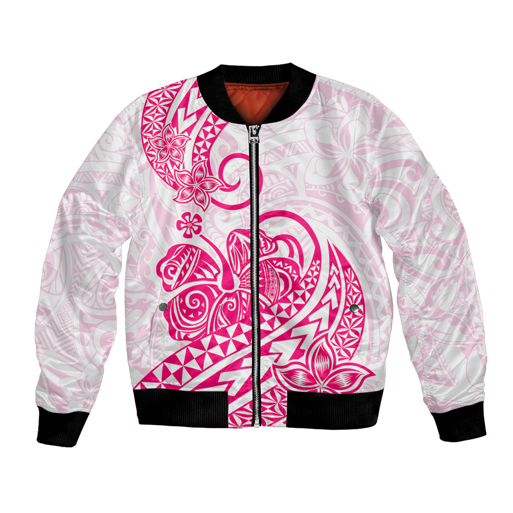 Polynesian Bomber Jacket Tribal Tattoo Pink Screen Color LT9 Unisex Pink - Polynesian Pride
