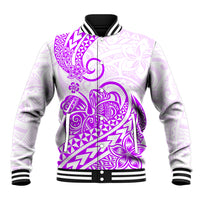 Polynesian Baseball Jacket Tribal Tattoo Purple Screen Color LT9 Unisex Purple - Polynesian Pride
