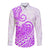 Polynesian Long Sleeve Button Shirt Tribal Tattoo Purple Screen Color LT9 Unisex Purple - Polynesian Pride