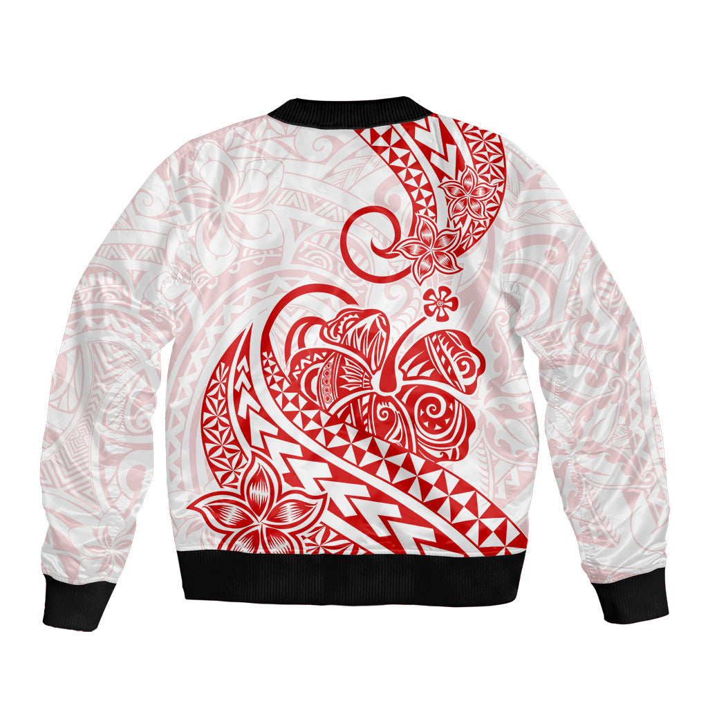 Polynesian Sleeve Zip Bomber Jacket Tribal Tattoo Red Screen Color LT9 - Polynesian Pride