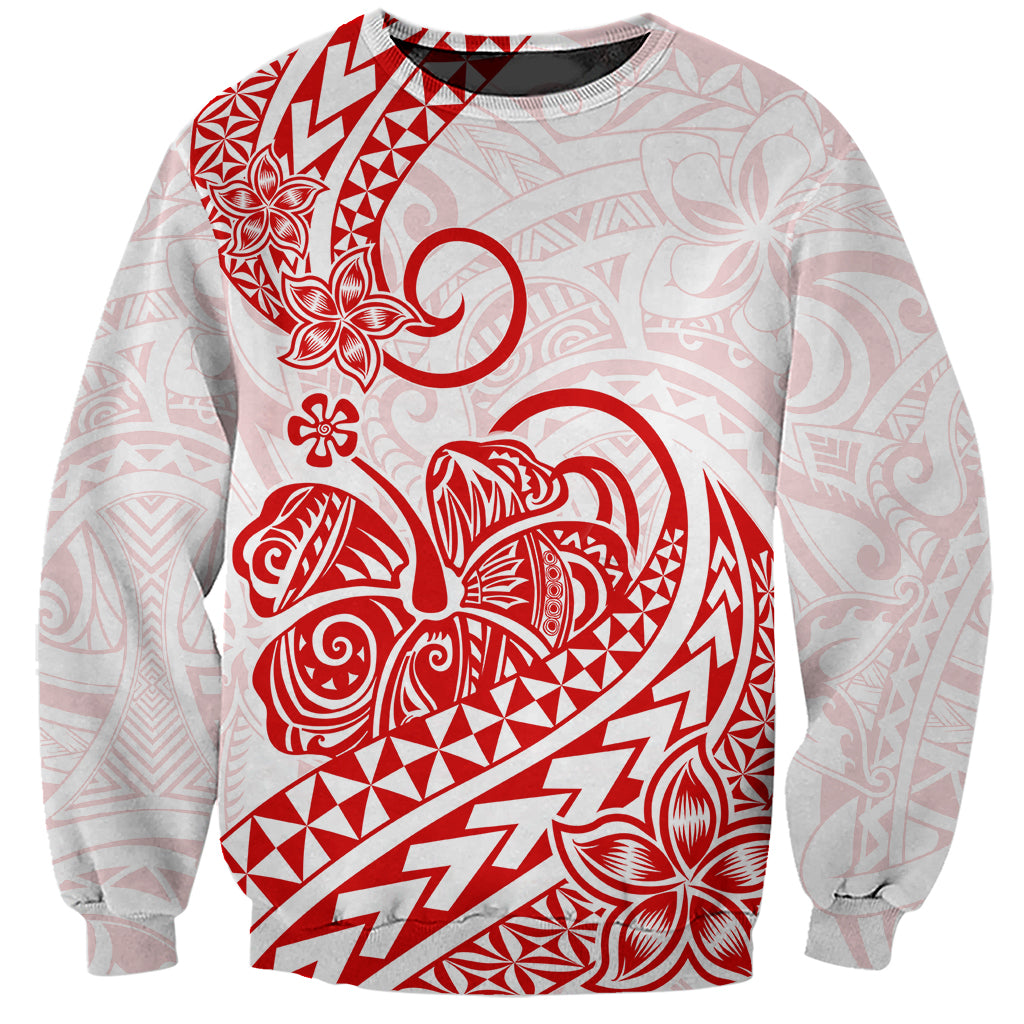 Polynesian Sweatshirt Tribal Tattoo Red Screen Color LT9 Unisex Red - Polynesian Pride
