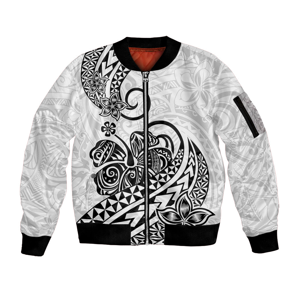Polynesian Sleeve Zip Bomber Jacket Tribal Tattoo Black Screen Color LT9 Unisex Black - Polynesian Pride