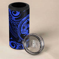 Polynesian Guam Coat of Arms 4 in 1 Can Cooler Tumbler Polynesian Tribal Tattoo Blue Version