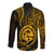 Polynesian Pride Guam Long Sleeve Button Shirt With Polynesian Tribal Tattoo and Coat of Arms Gold Version LT9 - Polynesian Pride