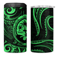 Polynesian Guam Coat of Arms 4 in 1 Can Cooler Tumbler Polynesian Tribal Tattoo Green Version