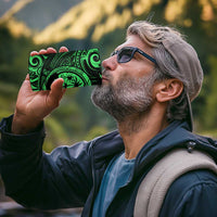 Polynesian Guam Coat of Arms 4 in 1 Can Cooler Tumbler Polynesian Tribal Tattoo Green Version