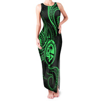 Polynesian Guam Coat of Arms Family Matching Tank Maxi Dress and Hawaiian Shirt Polynesian Tribal Tattoo Green Version LT9 Mom's Dress Green - Polynesian Pride