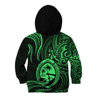 Polynesian Pride Guam Kid Hoodie With Polynesian Tribal Tattoo and Coat of Arms Green Version LT9 Zip Hoodie Green - Polynesian Pride