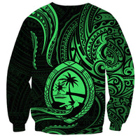 Polynesian Pride Guam Sweatshirt With Polynesian Tribal Tattoo and Coat of Arms Green Version LT9 - Polynesian Pride