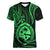 Polynesian Pride Guam Women V Neck T Shirt With Polynesian Tribal Tattoo and Coat of Arms Green Version LT9 - Polynesian Pride