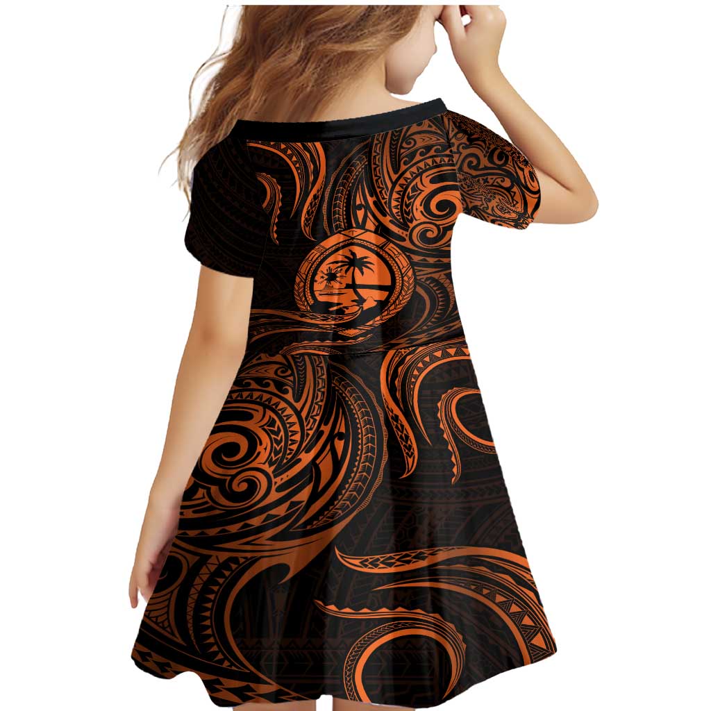 Polynesian Guam Coat of Arms Family Matching Mermaid Dress and Hawaiian Shirt Polynesian Tribal Tattoo Orange Version LT9 - Polynesian Pride