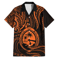 Polynesian Guam Coat of Arms Family Matching Mermaid Dress and Hawaiian Shirt Polynesian Tribal Tattoo Orange Version LT9 Dad's Shirt - Short Sleeve Orange - Polynesian Pride